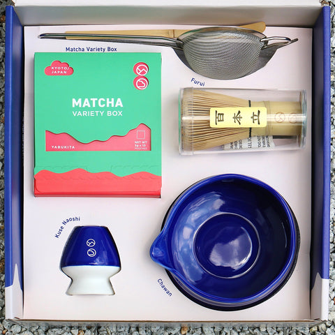 Premium Matcha Starter Kit – 10 Sachets, Traditional Bowl, Chasen, Scoop & Sieve